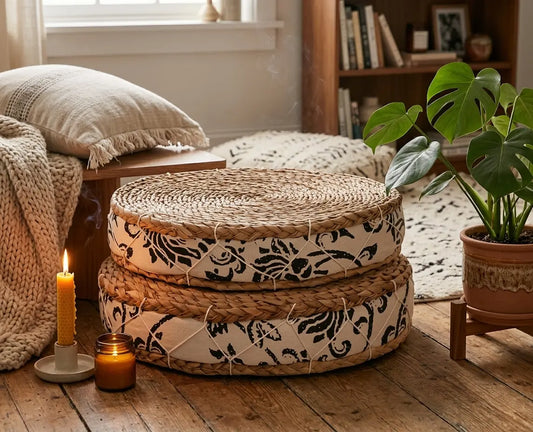 Coussin de Méditation — Paille Tressée